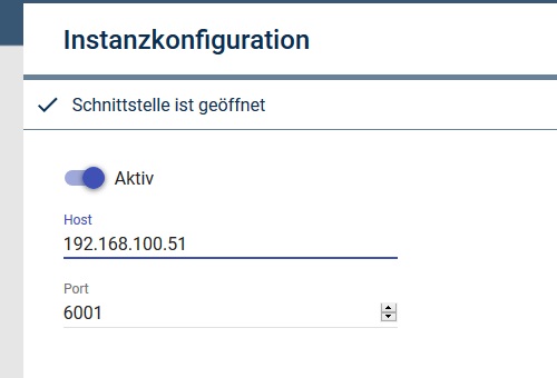 Auswahl der Schnittstelle